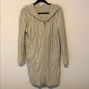 J. Jill Long Hooded Cabled Cardigan